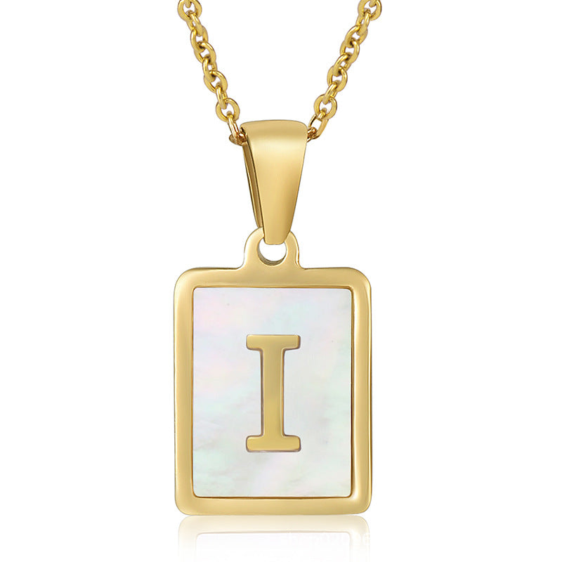 Wholesale Titanium Steel Shell Alphabet 18K Gold Necklace